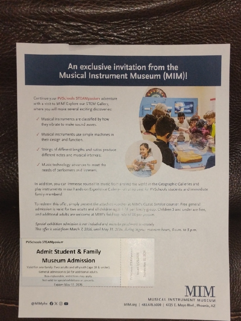 MIM Musical Instrument Museum Admission - White and Blue